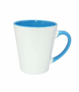 (B12TLB) Чаша лате со внатрешност и рачка во боја (светло сина)